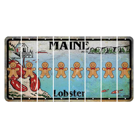 Maine Lobster Boathouse Cut License Plate Strips (Set of 8) Gingerbread Man