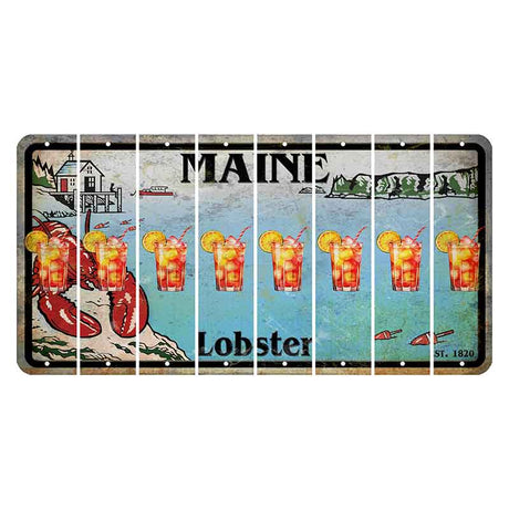 Maine Lobster Boathouse Cut License Plate Strips (Set of 8) Cocktail