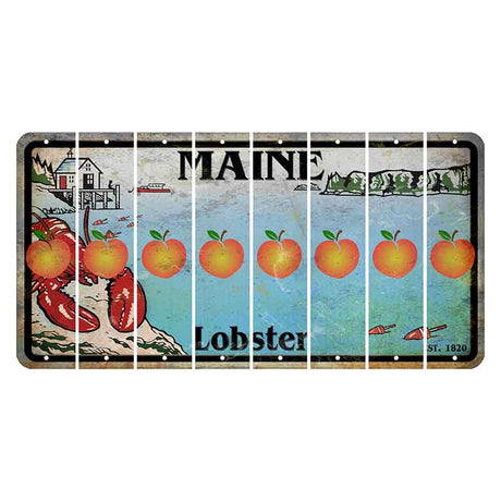 Maine Lobster Boathouse Cut License Plate Strips (Set of 8) Peach