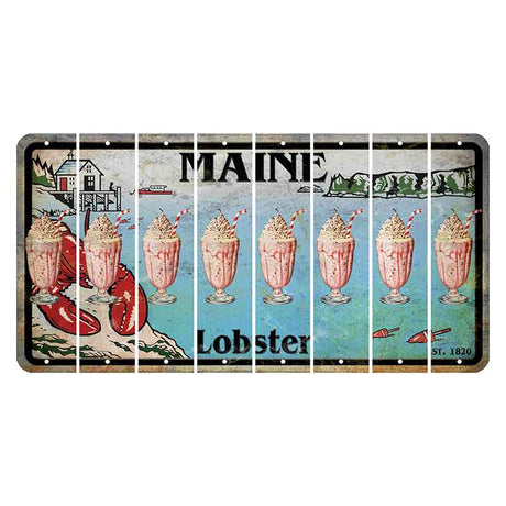 Maine Lobster Boathouse Cut License Plate Strips (Set of 8) Milkshake