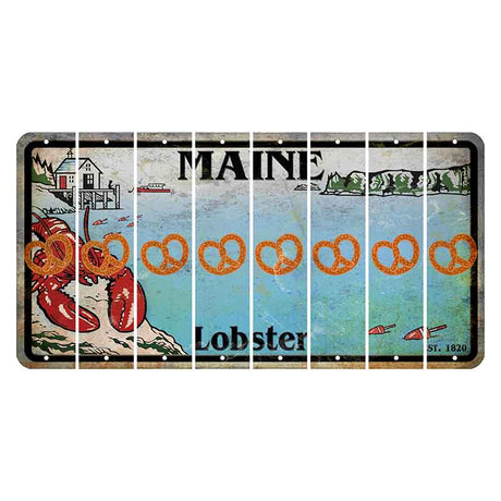 Maine Lobster Boathouse Cut License Plate Strips (Set of 8) Pretzel