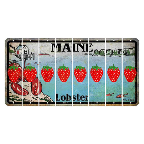 Maine Lobster Boathouse Cut License Plate Strips (Set of 8) Strawberry