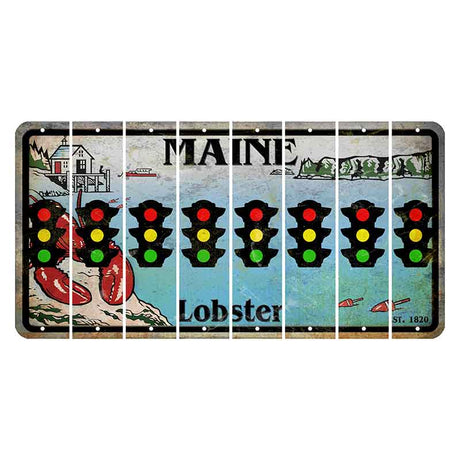 Maine Lobster Boathouse Cut License Plate Strips (Set of 8) Traffic Light