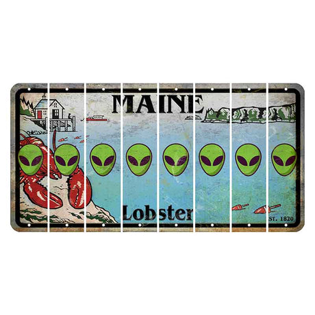 Maine Lobster Boathouse Cut License Plate Strips (Set of 8) Alien