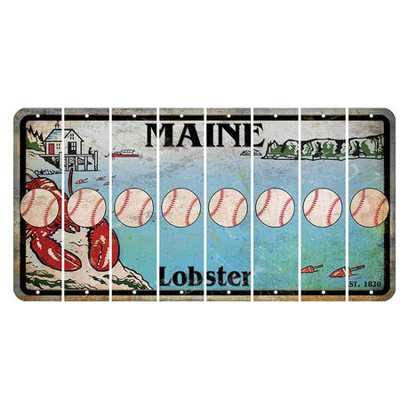 Maine Lobster Boathouse Cut License Plate Strips (Set of 8) Baseball