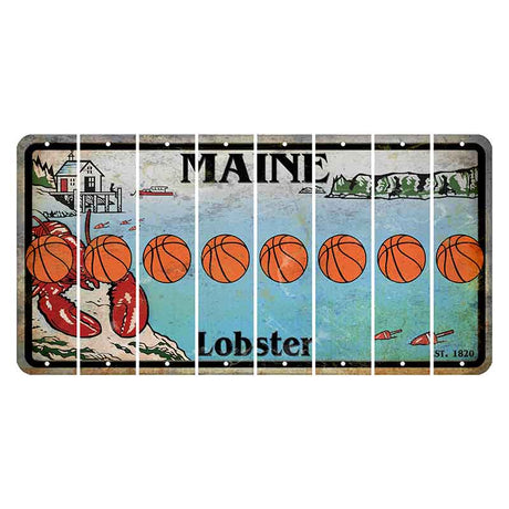 Maine Lobster Boathouse Cut License Plate Strips (Set of 8) Basketball