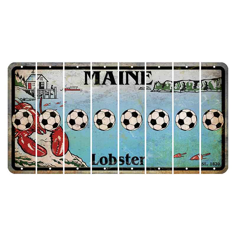 Maine Lobster Boathouse Cut License Plate Strips (Set of 8) Soccerball