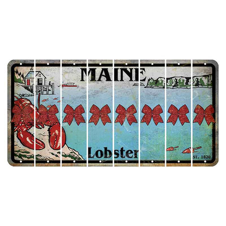 Maine Lobster Boathouse Cut License Plate Strips (Set of 8) Cheer Bow