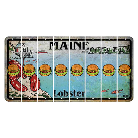 Maine Lobster Boathouse Cut License Plate Strips (Set of 8) Hamburger