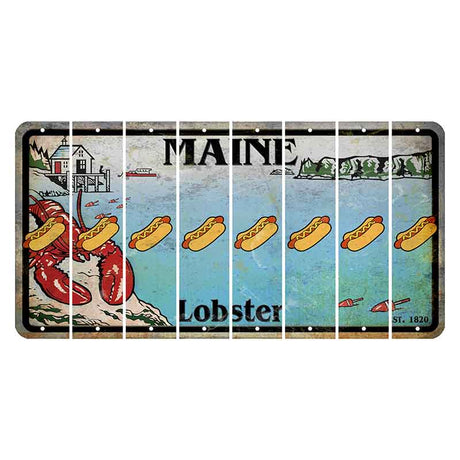 Maine Lobster Boathouse Cut License Plate Strips (Set of 8) Hotdog