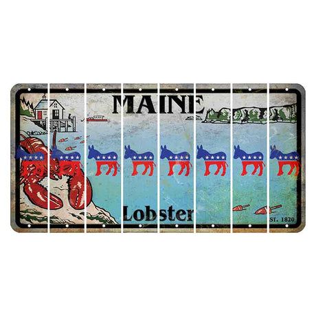 Maine Lobster Boathouse Cut License Plate Strips (Set of 8) Democrat