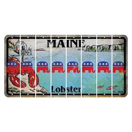 Maine Lobster Boathouse Cut License Plate Strips (Set of 8) Republican