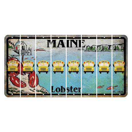 Maine Lobster Boathouse Cut License Plate Strips (Set of 8) School Bus