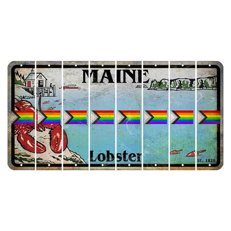 Maine Lobster Boathouse Cut License Plate Strips (Set of 8) LGBTQ Flag