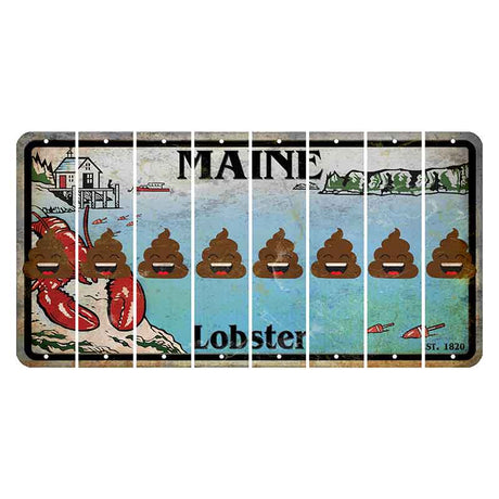 Maine Lobster Boathouse Cut License Plate Strips (Set of 8) Emoji - Poop