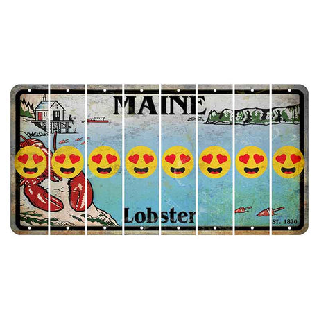 Maine Lobster Boathouse Cut License Plate Strips (Set of 8) Emoji - Heart Eyes