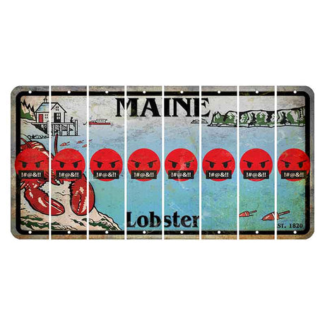 Maine Lobster Boathouse Cut License Plate Strips (Set of 8) Emoji - Pissed