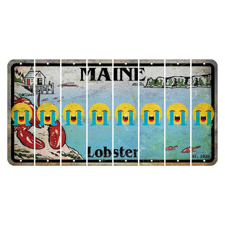 Maine Lobster Boathouse Cut License Plate Strips (Set of 8) Emoji - Crying