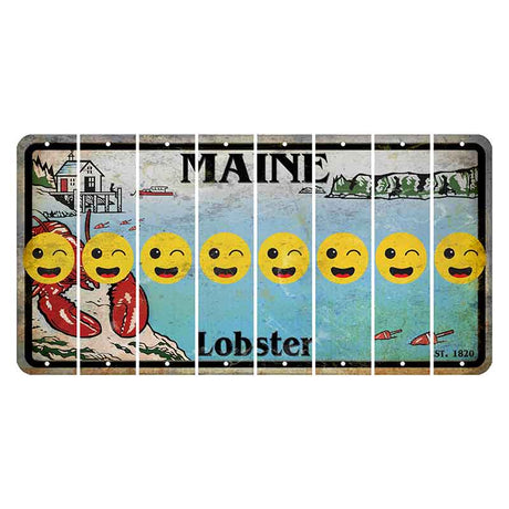 Maine Lobster Boathouse Cut License Plate Strips (Set of 8) Emoji - Winking