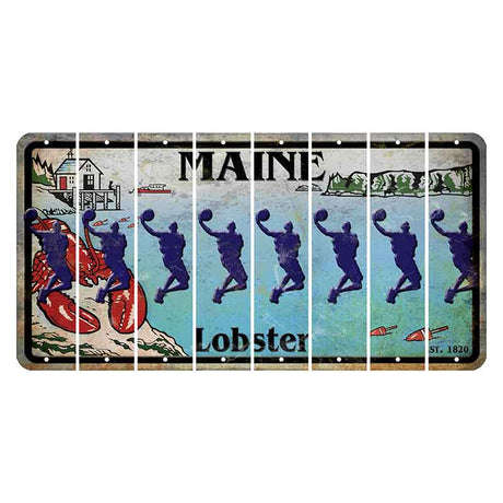 Maine Lobster Boathouse Cut License Plate Strips (Set of 8) Basketball Player