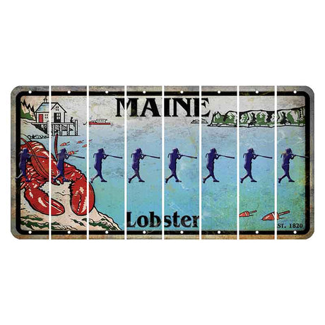 Maine Lobster Boathouse Cut License Plate Strips (Set of 8) Softball Batter