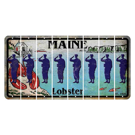 Maine Lobster Boathouse Cut License Plate Strips (Set of 8) Soldier - Saluting