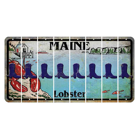 Maine Lobster Boathouse Cut License Plate Strips (Set of 8) Cowboy Boot