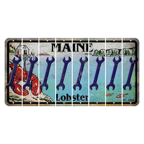 Maine Lobster Boathouse Cut License Plate Strips (Set of 8) Wrench