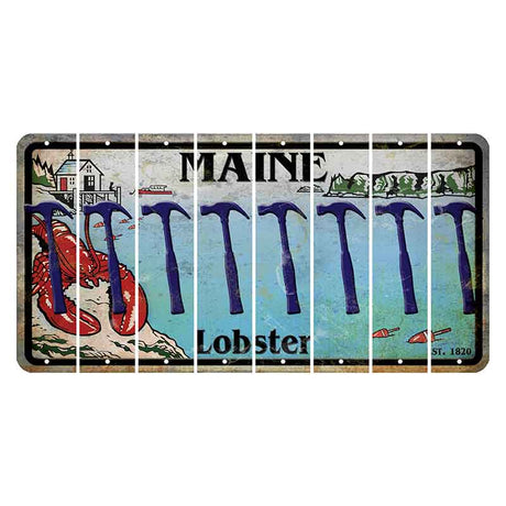 Maine Lobster Boathouse Cut License Plate Strips (Set of 8) Hammer