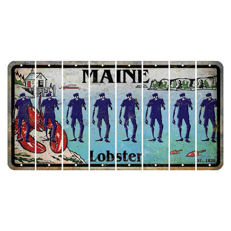 Maine Lobster Boathouse Cut License Plate Strips (Set of 8) Zombie