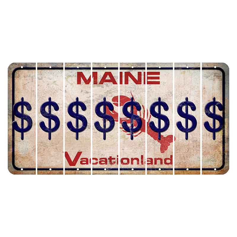 Maine Lobster Vacationland Cut License Plate Strips (Set of 8) Dollar Sign