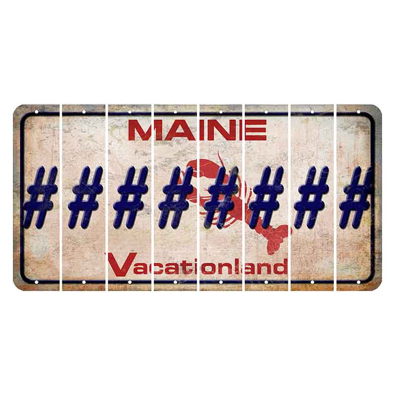 Maine Lobster Vacationland Cut License Plate Strips (Set of 8) Hashtag