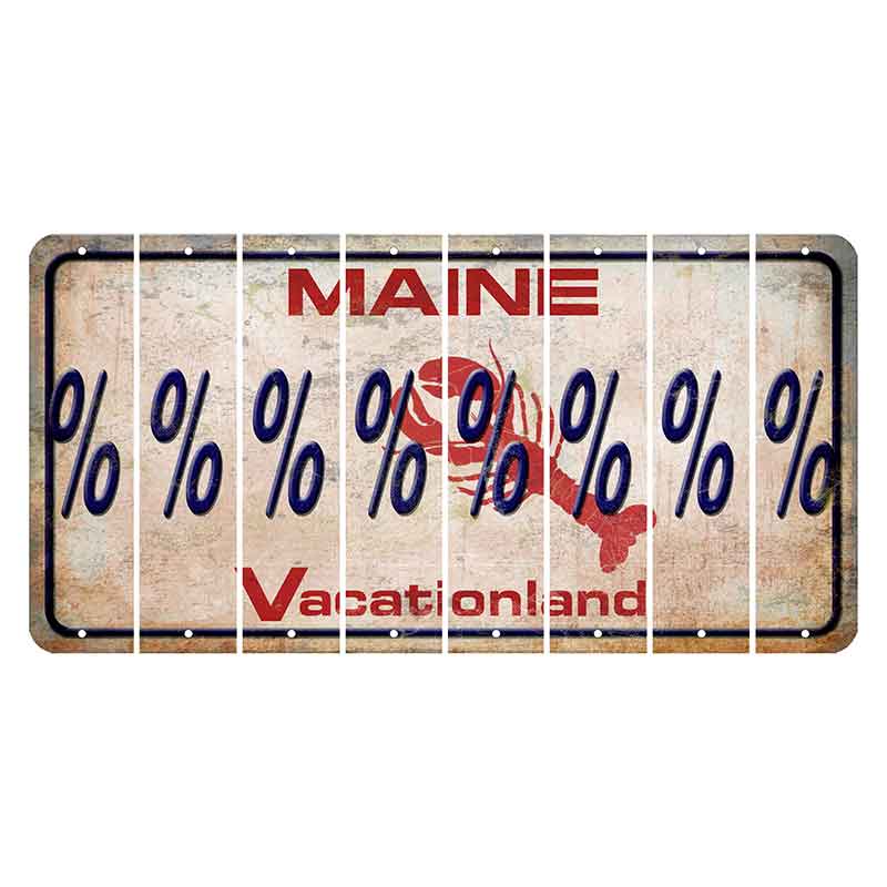 Maine Lobster Vacationland Cut License Plate Strips (Set of 8) Percent Sign