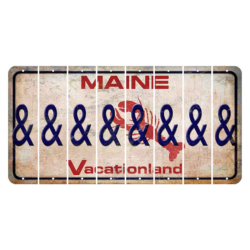 Maine Lobster Vacationland Cut License Plate Strips (Set of 8) And Sign