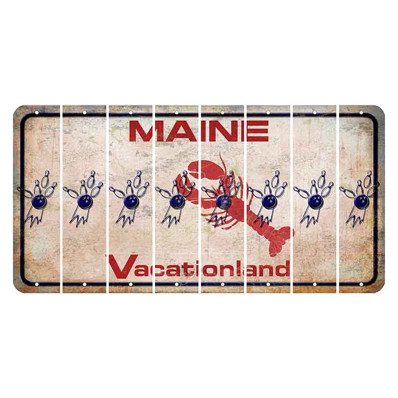 Maine Lobster Vacationland Cut License Plate Strips (Set of 8) Bowling