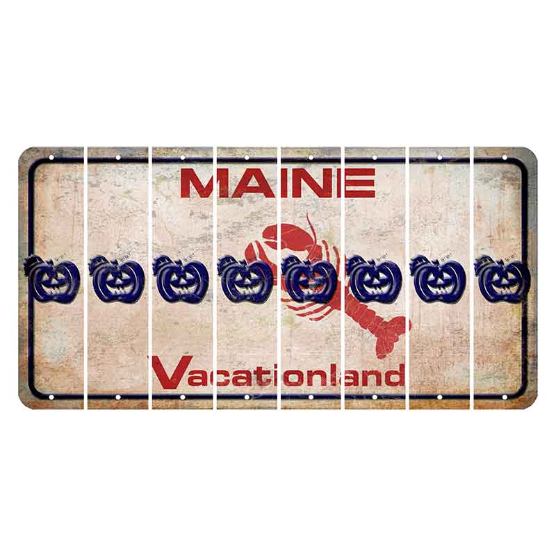 Maine Lobster Vacationland Cut License Plate Strips (Set of 8) Pumpkin