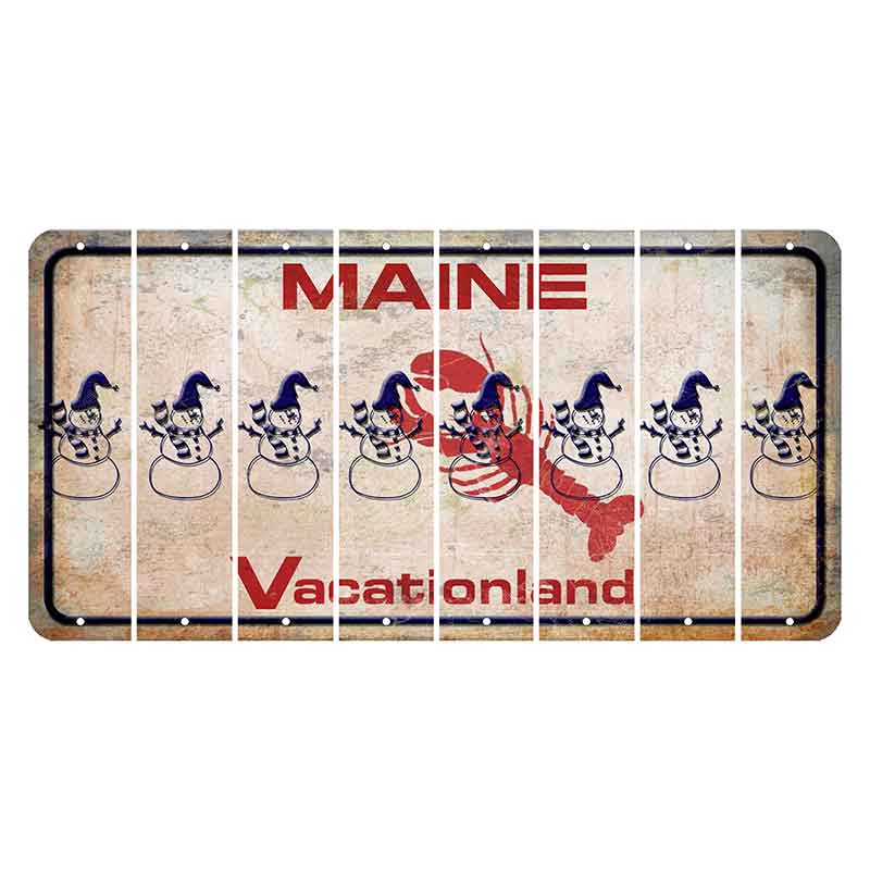 Maine Lobster Vacationland Cut License Plate Strips (Set of 8) Snowman