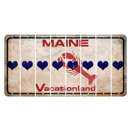 Maine Lobster Vacationland Cut License Plate Strips (Set of 8) Heart