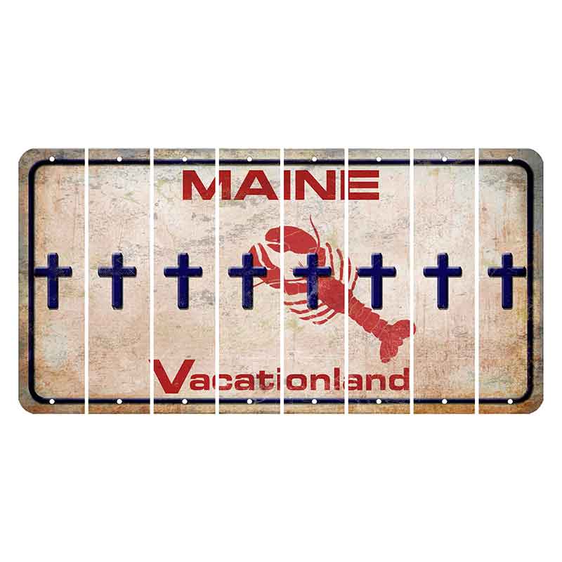 Maine Lobster Vacationland Cut License Plate Strips (Set of 8) Cross