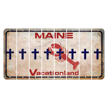 Maine Lobster Vacationland Cut License Plate Strips (Set of 8) Cross