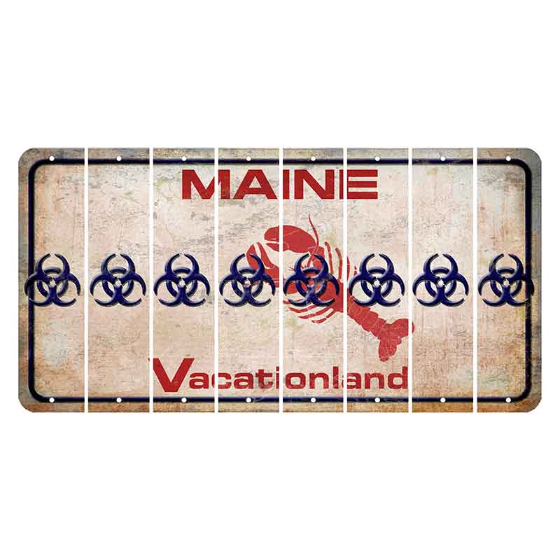 Maine Lobster Vacationland Cut License Plate Strips (Set of 8) Radioactive