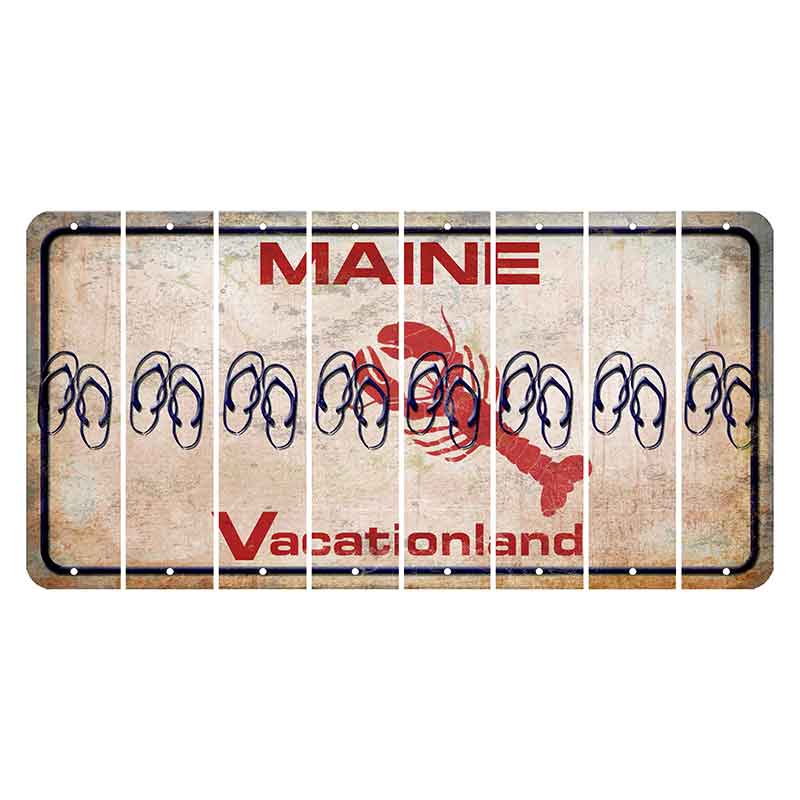 Maine Lobster Vacationland Cut License Plate Strips (Set of 8) Flip Flops