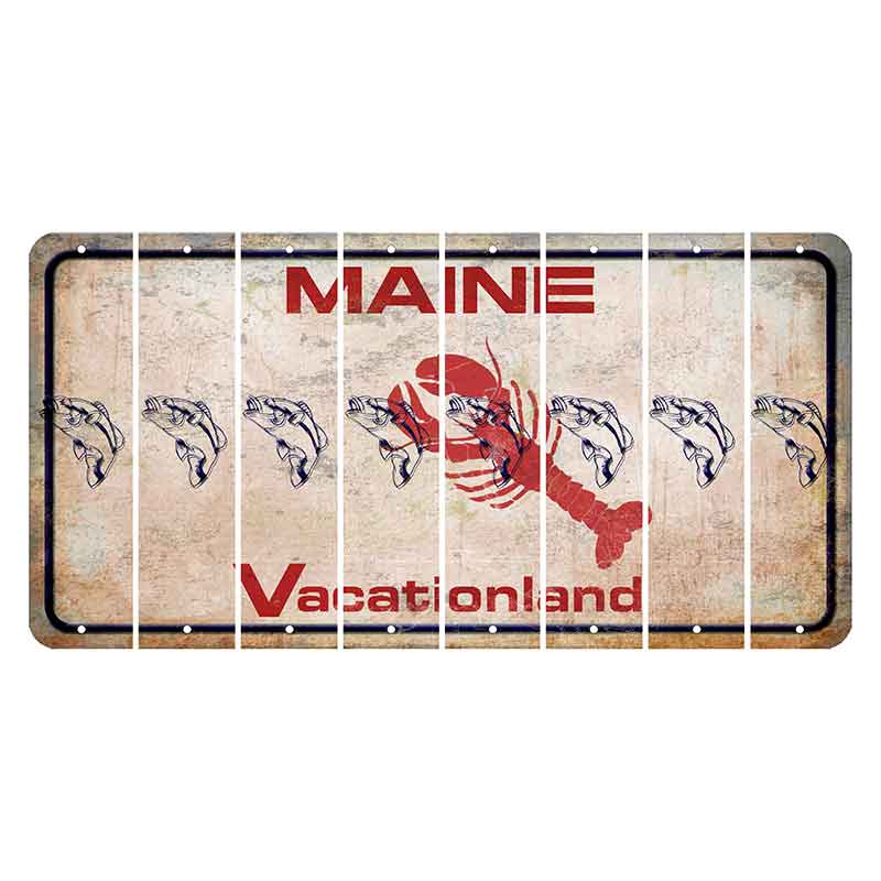 Maine Lobster Vacationland Cut License Plate Strips (Set of 8) Fish