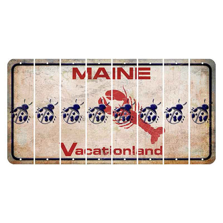 Maine Lobster Vacationland Cut License Plate Strips (Set of 8) Ladybug