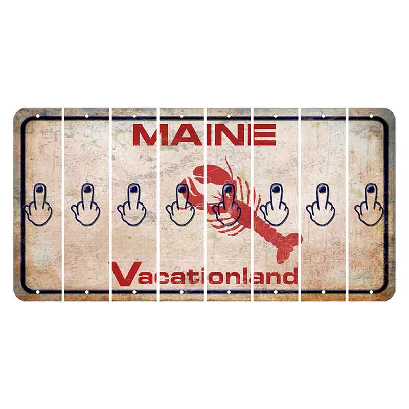 Maine Lobster Vacationland Cut License Plate Strips (Set of 8) Middle Finger