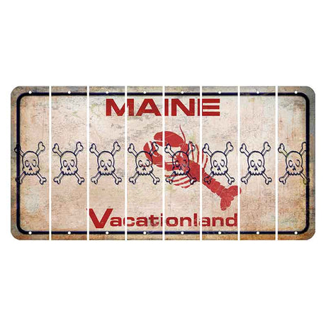 Maine Lobster Vacationland Cut License Plate Strips (Set of 8) Skull & Bones