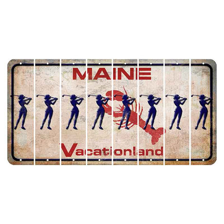 Maine Lobster Vacationland Cut License Plate Strips (Set of 8) Female Golfer