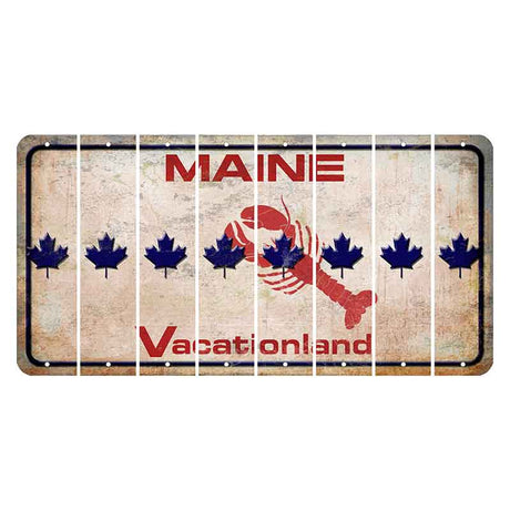 Maine Lobster Vacationland Cut License Plate Strips (Set of 8) Maple Leaf