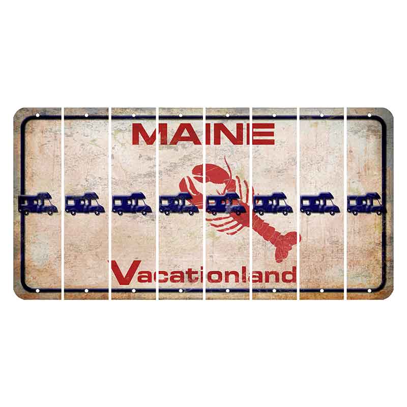 Maine Lobster Vacationland Cut License Plate Strips (Set of 8) Camper