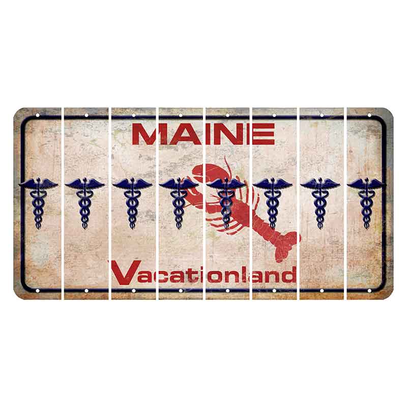 Maine Lobster Vacationland Cut License Plate Strips (Set of 8) Caduceus